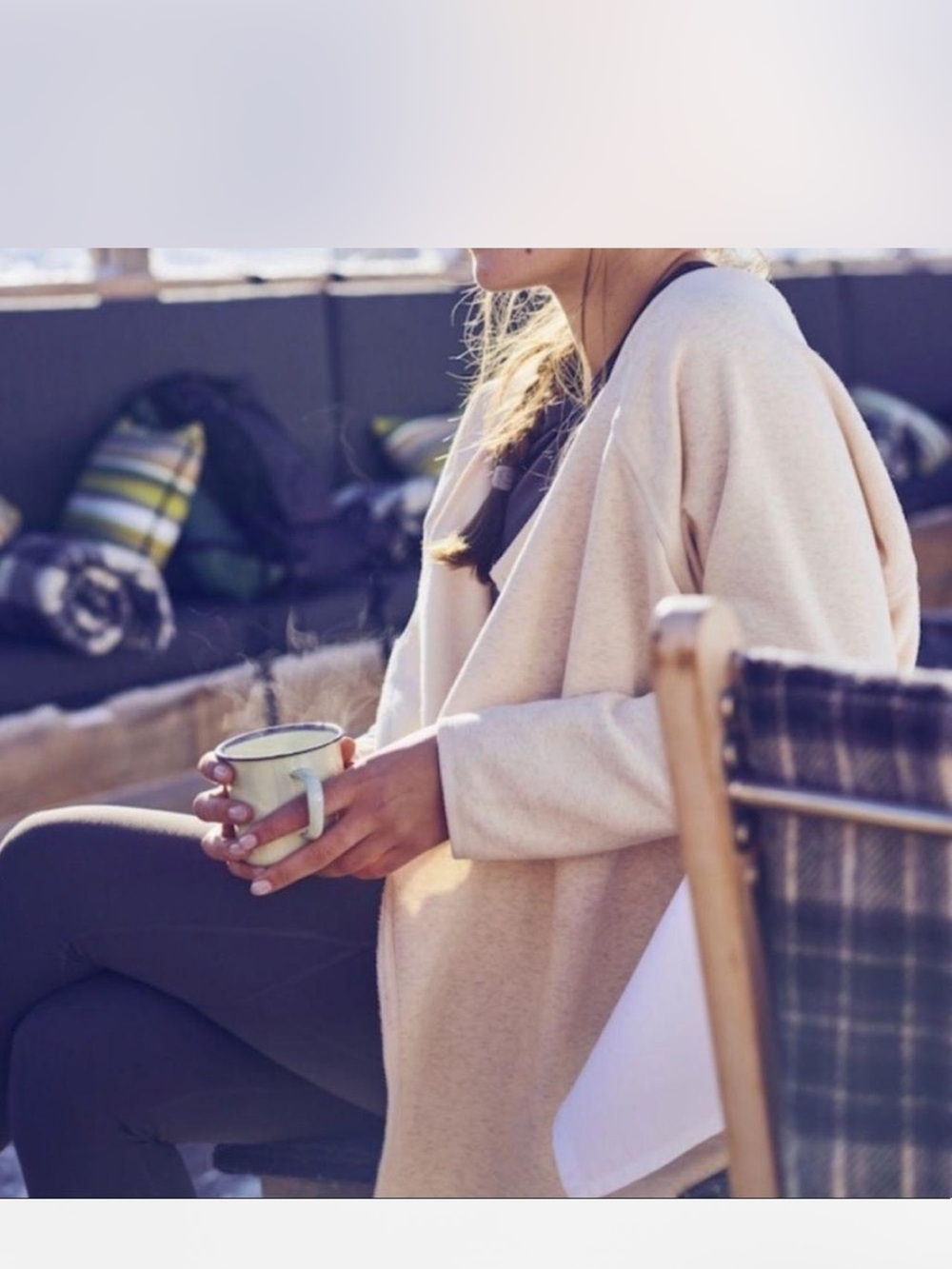 Athleta Karma Open-Front Cream Cardigan Sweater